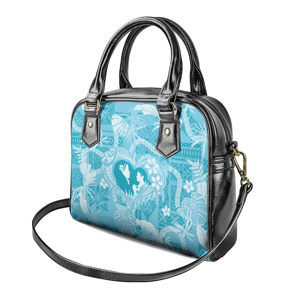 Hawaii Plumeria Shoulder Handbag Hau'oli la Makuahine Turquoise LT7 - Polynesian Pride