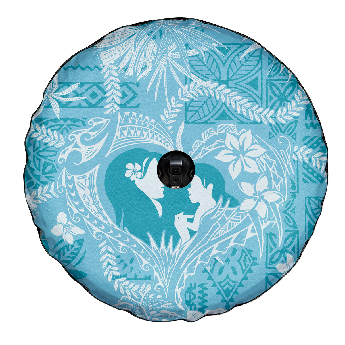 Hawaii Plumeria Spare Tire Cover Hau'oli la Makuahine Turquoise LT7 - Polynesian Pride