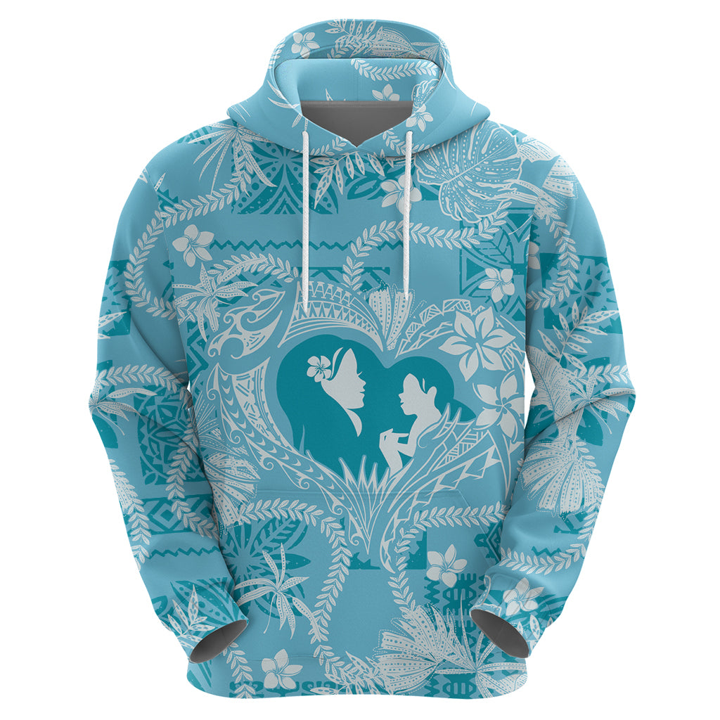 Hawaii Plumeria Zip Hoodie Hau'oli la Makuahine Turquoise LT7 - Polynesian Pride
