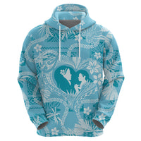 Hawaii Plumeria Zip Hoodie Hau'oli la Makuahine Turquoise LT7 - Polynesian Pride