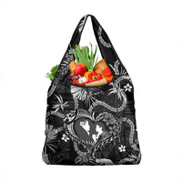 Hawaii Plumeria Grocery Bag Hau'oli la Makuahine Monochrome