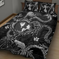Hawaii Plumeria Quilt Bed Set Hau'oli la Makuahine Monochrome LT7 - Polynesian Pride