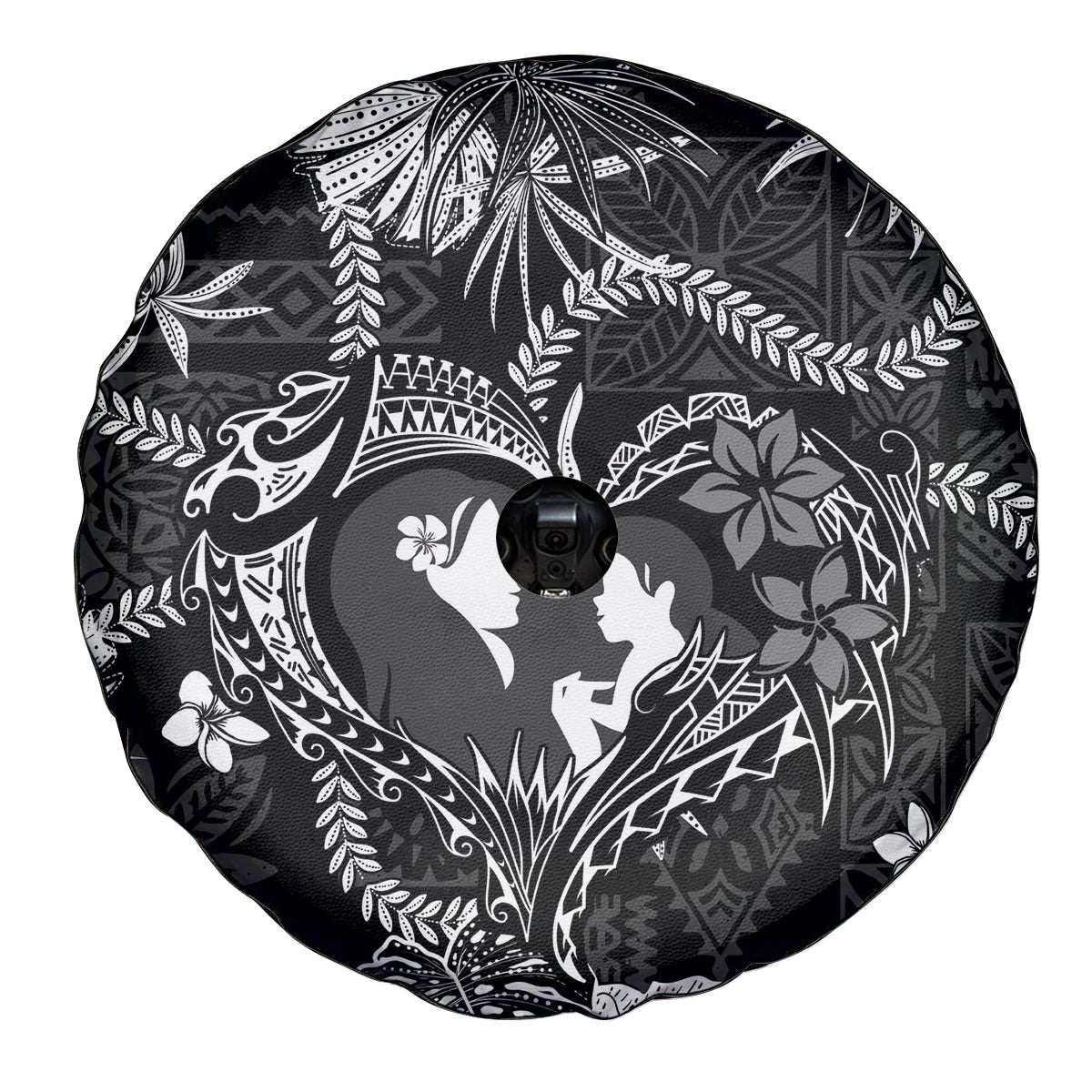 Hawaii Plumeria Spare Tire Cover Hau'oli la Makuahine Monochrome LT7 - Polynesian Pride