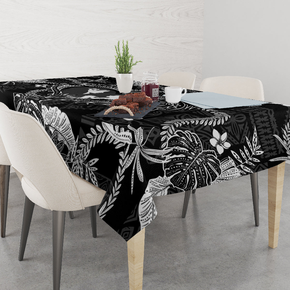 Hawaii Plumeria Tablecloth Hau'oli la Makuahine Monochrome LT7 - Polynesian Pride