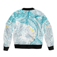 Polynesia Humpback Whale Bomber Jacket Tropical Plumeria Turquoise LT7 - Polynesian Pride