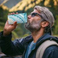 Polynesia Humpback Whale 4 in 1 Can Cooler Tumbler Tropical Plumeria Turquoise