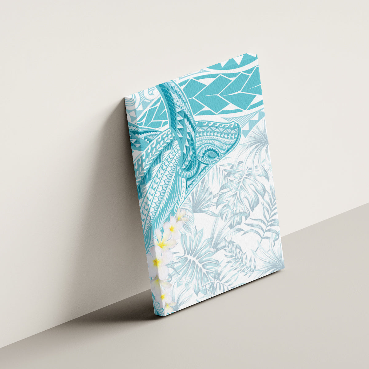 Polynesia Humpback Whale Canvas Wall Art Tropical Plumeria Turquoise