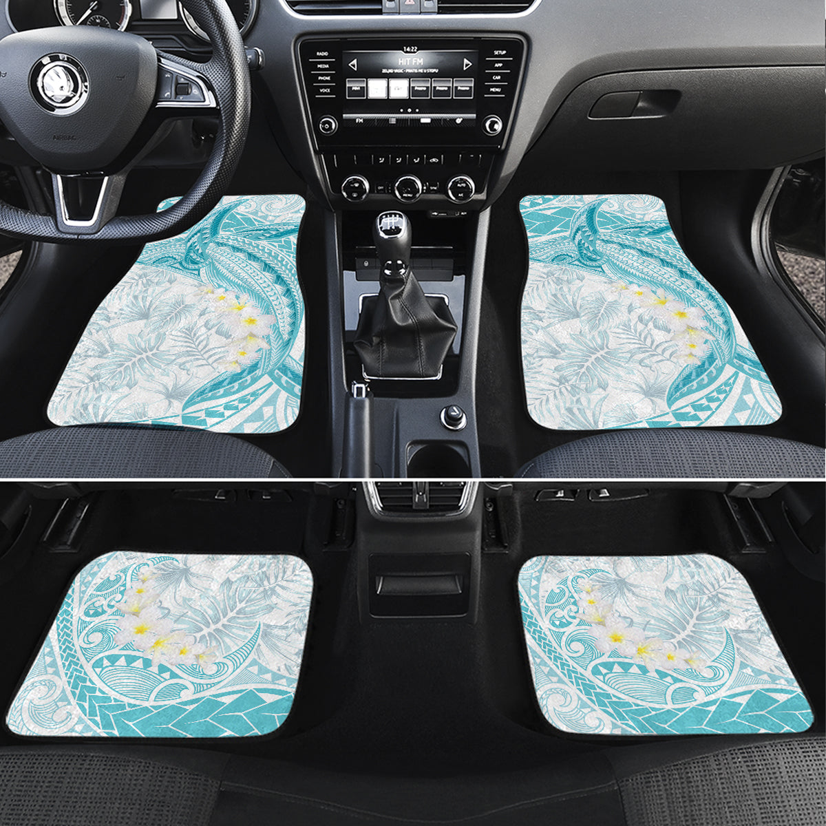 Polynesia Humpback Whale Car Mats Tropical Plumeria Turquoise