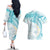 Polynesia Humpback Whale Couples Matching Off The Shoulder Long Sleeve Dress and Hawaiian Shirt Tropical Plumeria Turquoise