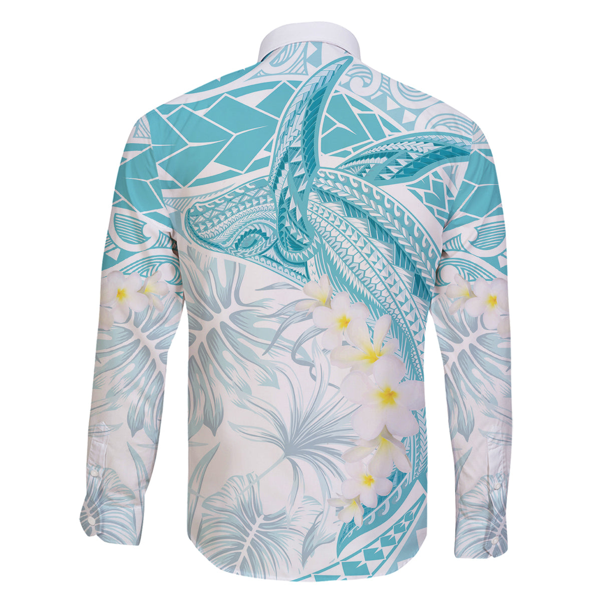 Polynesia Humpback Whale Family Matching Mermaid Dress and Hawaiian Shirt Tropical Plumeria Turquoise