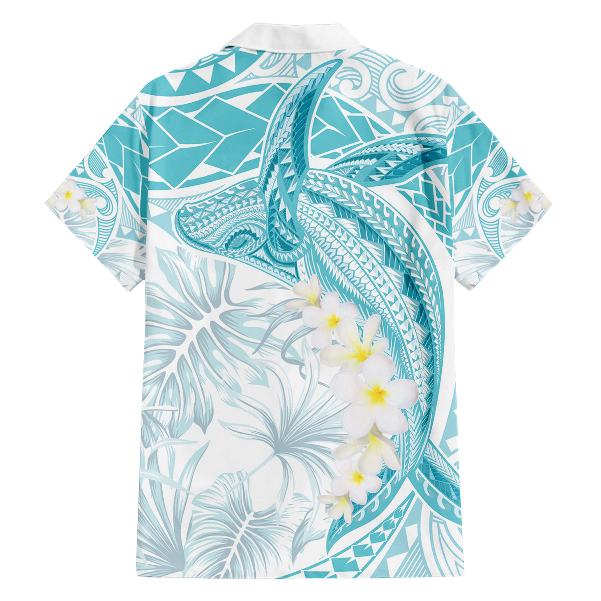 Polynesia Humpback Whale Family Matching Off Shoulder Maxi Dress and Hawaiian Shirt Tropical Plumeria Turquoise
