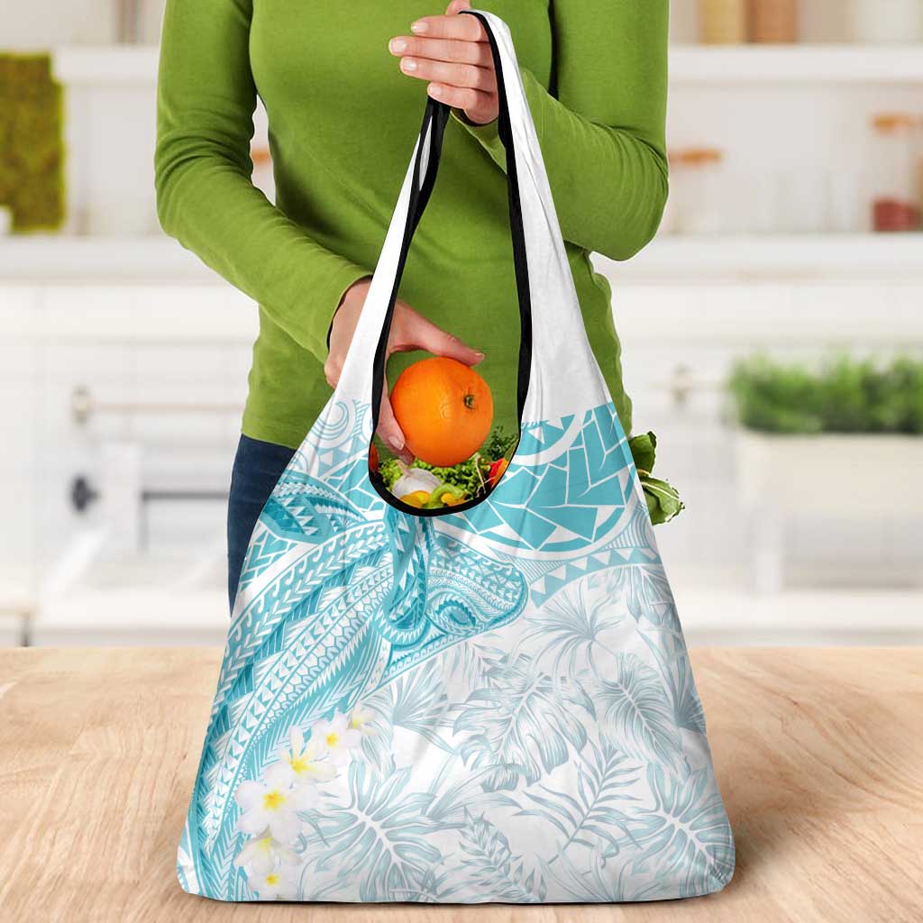 Polynesia Humpback Whale Grocery Bag Tropical Plumeria Turquoise LT7 - Polynesian Pride
