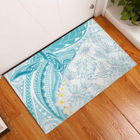 Polynesia Humpback Whale Rubber Doormat Tropical Plumeria Turquoise