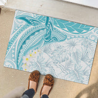 Polynesia Humpback Whale Rubber Doormat Tropical Plumeria Turquoise