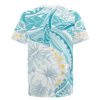 Polynesia Humpback Whale Rugby Jersey Tropical Plumeria Turquoise