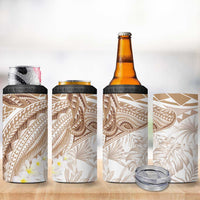 Polynesia Humpback Whale 4 in 1 Can Cooler Tumbler Tropical Plumeria Beige