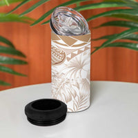 Polynesia Humpback Whale 4 in 1 Can Cooler Tumbler Tropical Plumeria Beige