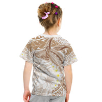 Polynesia Humpback Whale Kid T Shirt Tropical Plumeria Beige