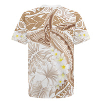 Polynesia Humpback Whale Rugby Jersey Tropical Plumeria Beige