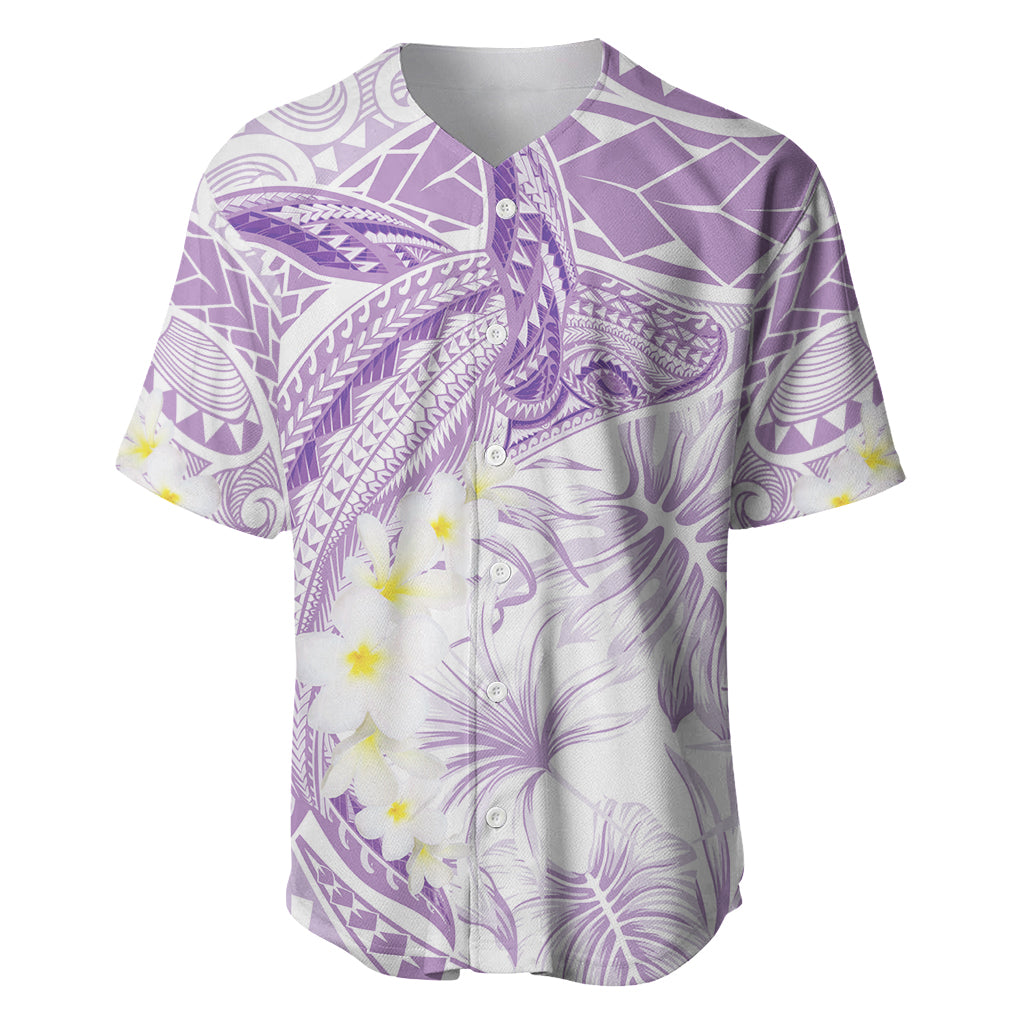 Polynesia Humpback Whale Baseball Jersey Tropical Plumeria Lavender LT7 Lavender - Polynesian Pride