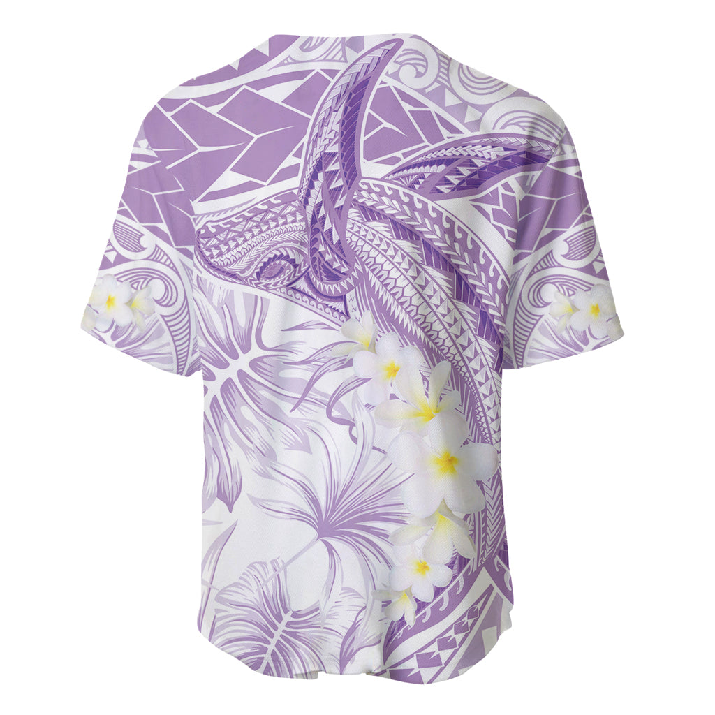 Polynesia Humpback Whale Baseball Jersey Tropical Plumeria Lavender LT7 - Polynesian Pride