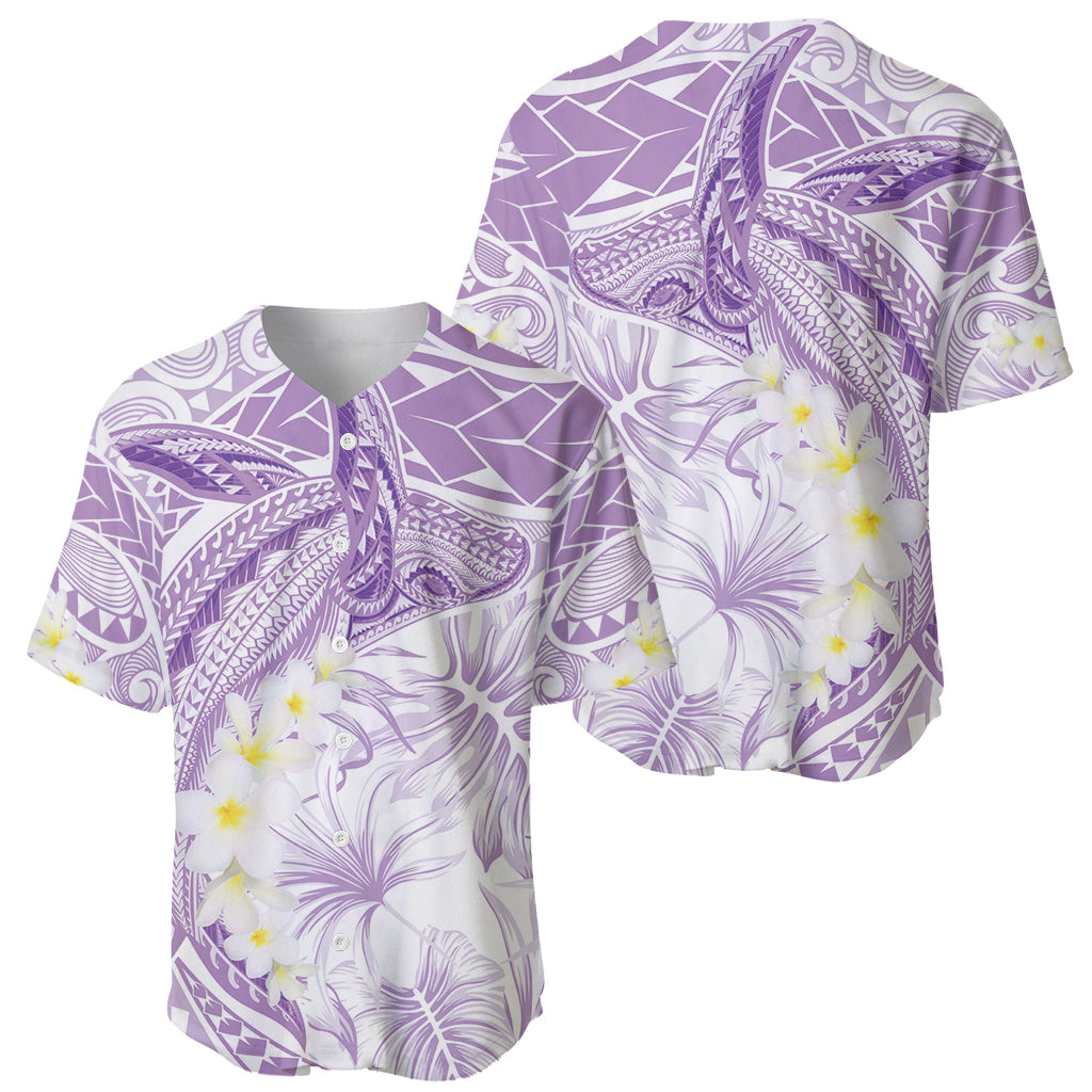 Polynesia Humpback Whale Baseball Jersey Tropical Plumeria Lavender LT7 - Polynesian Pride