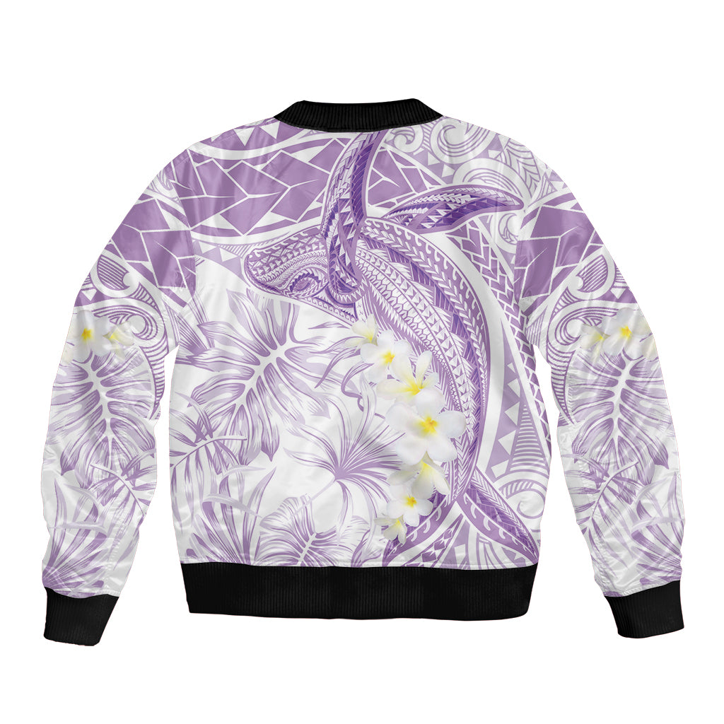 Polynesia Humpback Whale Bomber Jacket Tropical Plumeria Lavender LT7 - Polynesian Pride