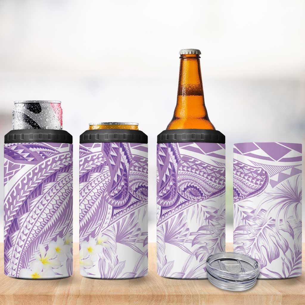 Polynesia Humpback Whale 4 in 1 Can Cooler Tumbler Tropical Plumeria Lavender