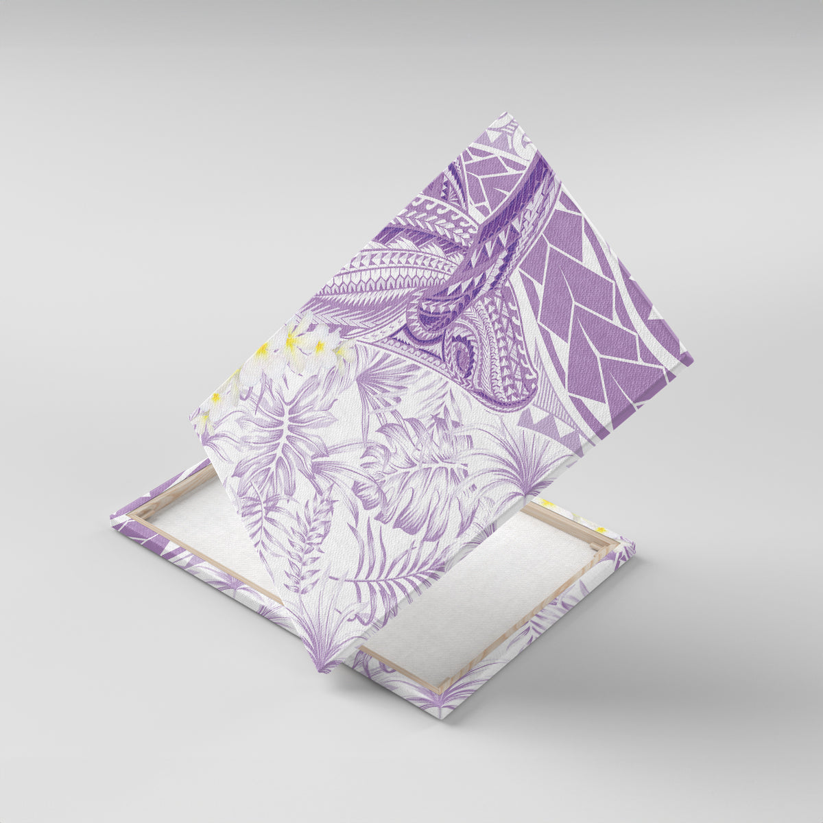 Polynesia Humpback Whale Canvas Wall Art Tropical Plumeria Lavender