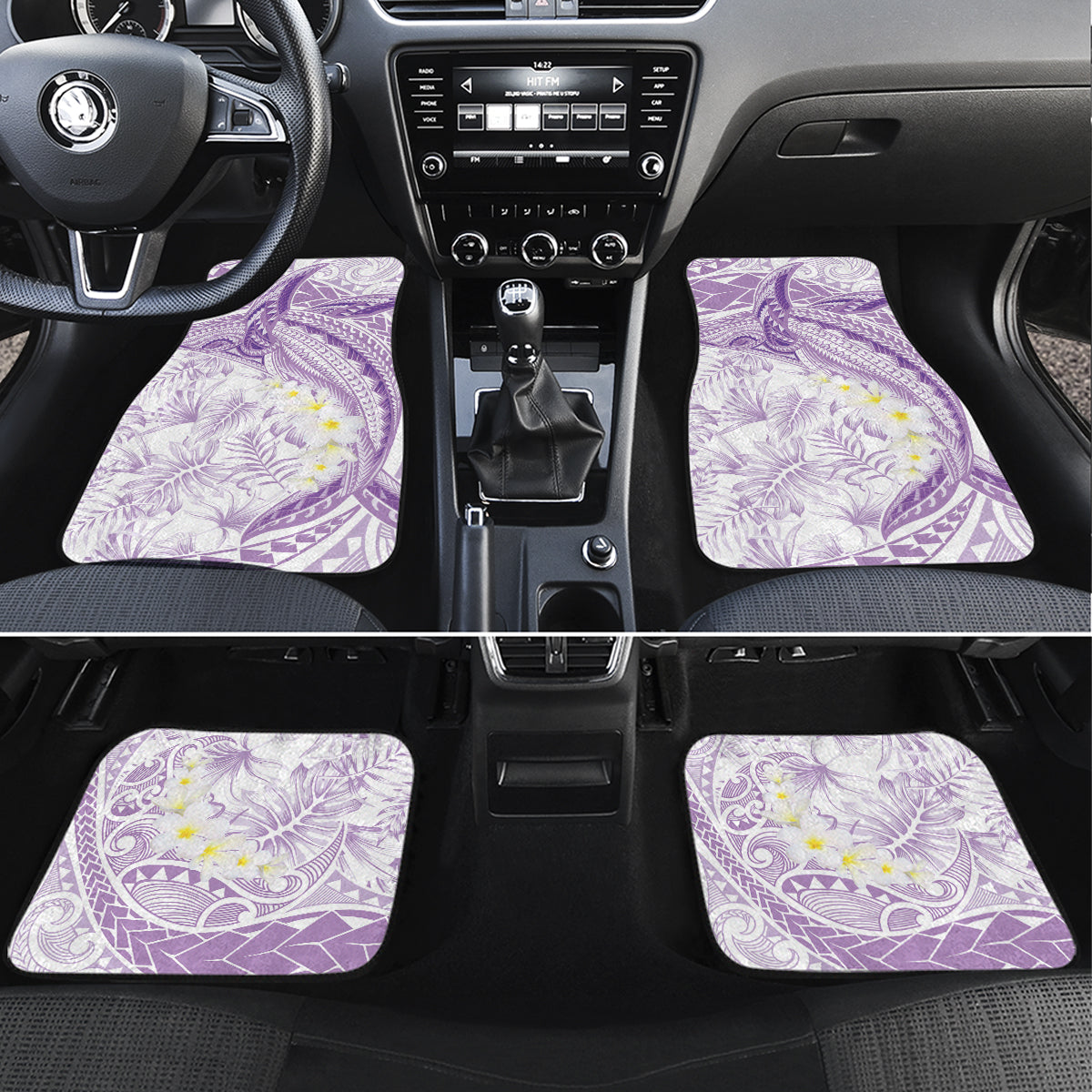 Polynesia Humpback Whale Car Mats Tropical Plumeria Lavender