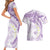 Polynesia Humpback Whale Couples Matching Short Sleeve Bodycon Dress and Hawaiian Shirt Tropical Plumeria Lavender