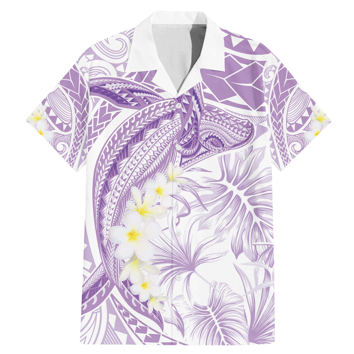 Polynesia Humpback Whale Family Matching Mermaid Dress and Hawaiian Shirt Tropical Plumeria Lavender