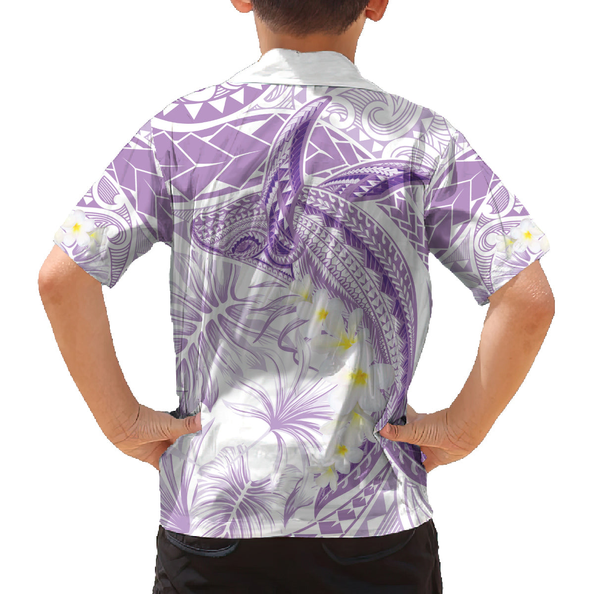 Polynesia Humpback Whale Family Matching Tank Maxi Dress and Hawaiian Shirt Tropical Plumeria Lavender