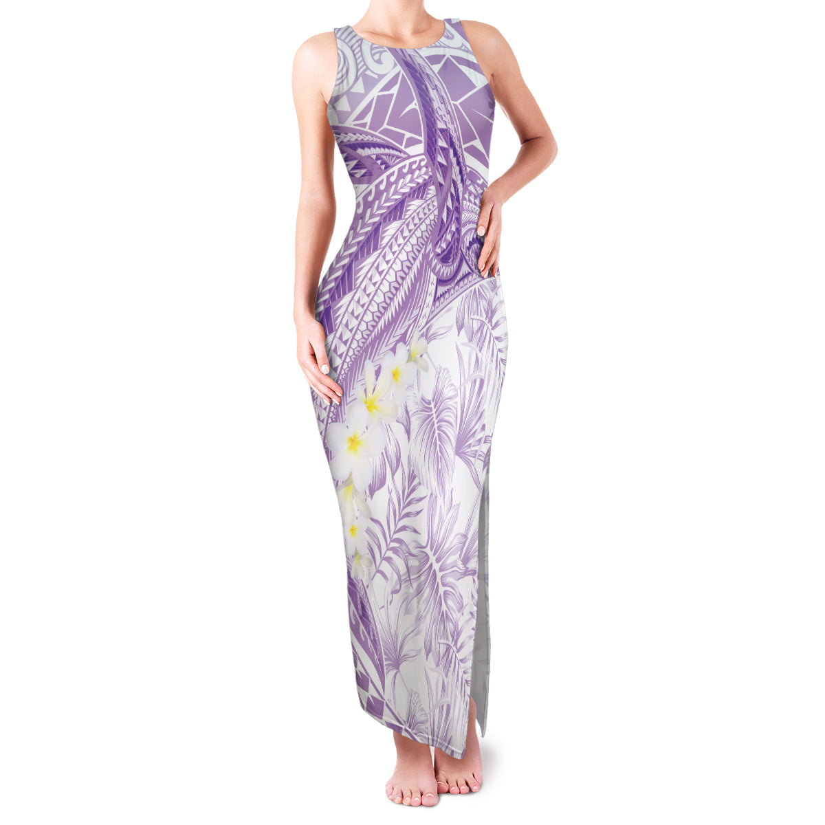 Polynesia Humpback Whale Family Matching Tank Maxi Dress and Hawaiian Shirt Tropical Plumeria Lavender
