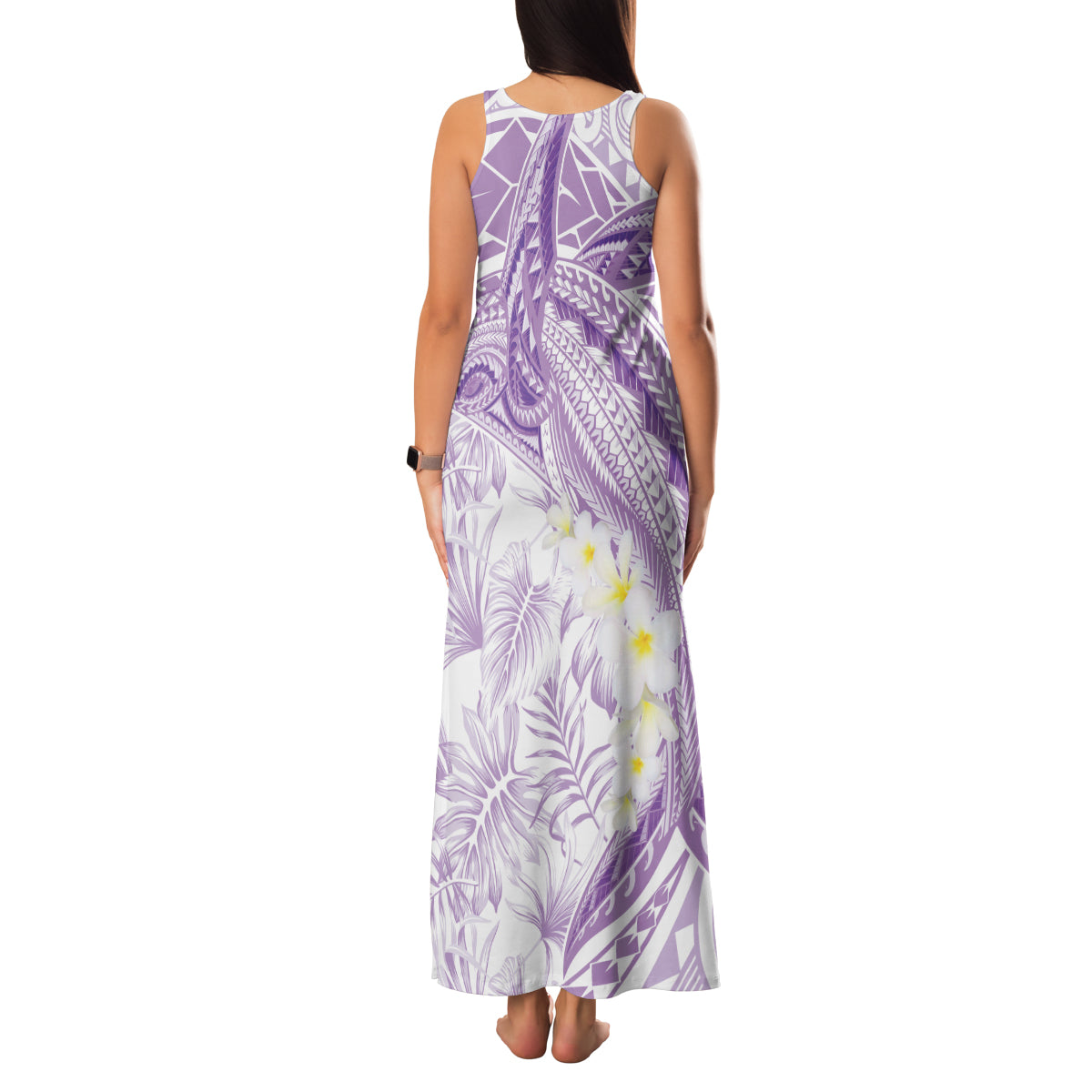 Polynesia Humpback Whale Family Matching Tank Maxi Dress and Hawaiian Shirt Tropical Plumeria Lavender