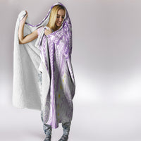 Polynesia Humpback Whale Hooded Blanket Tropical Plumeria Lavender