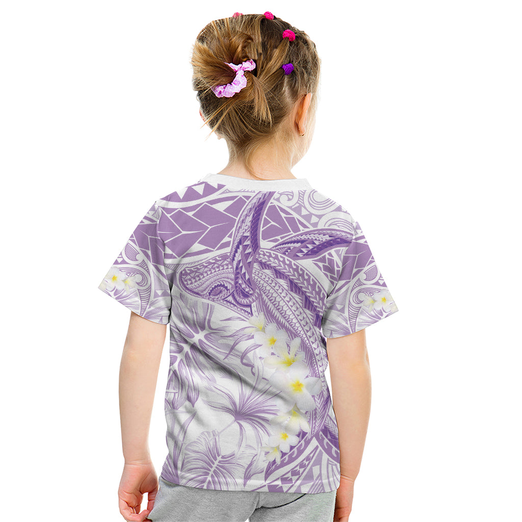 Polynesia Humpback Whale Kid T Shirt Tropical Plumeria Lavender