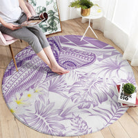 Polynesia Humpback Whale Round Carpet Tropical Plumeria Lavender
