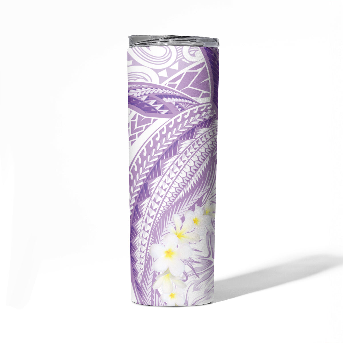 Polynesia Humpback Whale Skinny Tumbler Tropical Plumeria Lavender