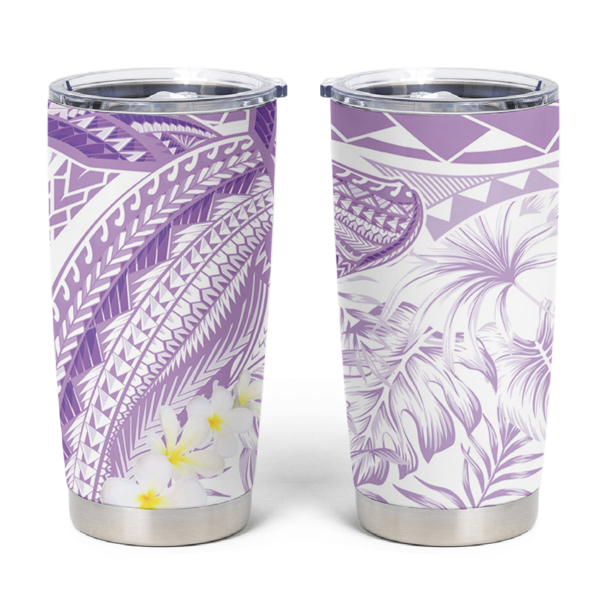 Polynesia Humpback Whale Tumbler Cup Tropical Plumeria Lavender