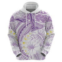 Polynesia Humpback Whale Zip Hoodie Tropical Plumeria Lavender