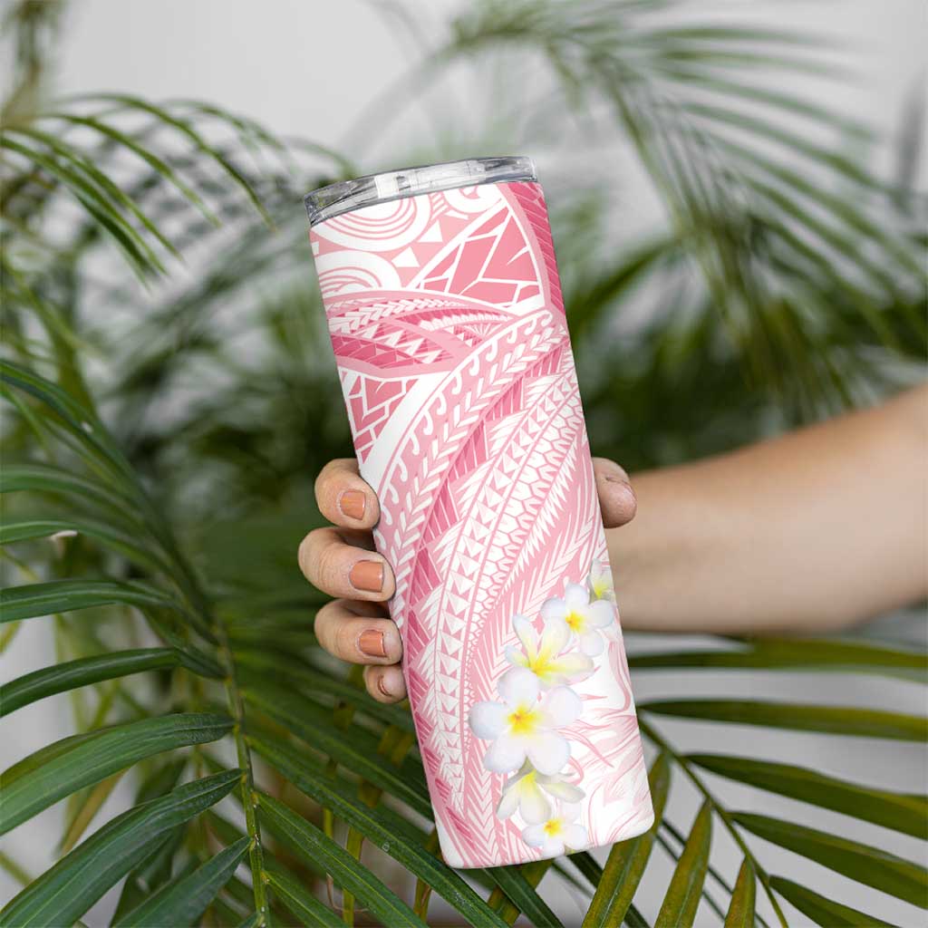 Polynesia Humpback Whale Skinny Tumbler Tropical Plumeria Pink