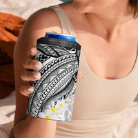 Polynesia Humpback Whale 4 in 1 Can Cooler Tumbler Tropical Plumeria Charcoal