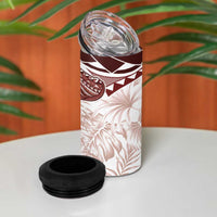 Polynesia Humpback Whale 4 in 1 Can Cooler Tumbler Tropical Plumeria Oxblood
