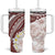 Polynesia Humpback Whale Tumbler With Handle Tropical Plumeria Oxblood