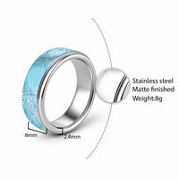 Aotearoa Maori Koru Curves Classic Ring Silver Ferns - Turquoise LT7 - Polynesian Pride