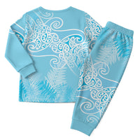 Aotearoa Maori Koru Curves Christmas Pajama Set Silver Ferns - Turquoise LT7 - Polynesian Pride