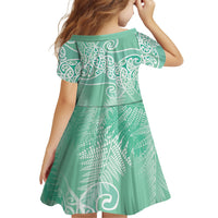 Aotearoa Maori Koru Curves Family Matching Summer Maxi Dress and Hawaiian Shirt Silver Ferns - Mint LT7 - Polynesian Pride