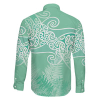 Aotearoa Maori Koru Curves Family Matching Summer Maxi Dress and Hawaiian Shirt Silver Ferns - Mint LT7 - Polynesian Pride