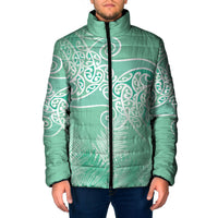 Aotearoa Maori Koru Curves Padded Jacket Silver Ferns - Mint